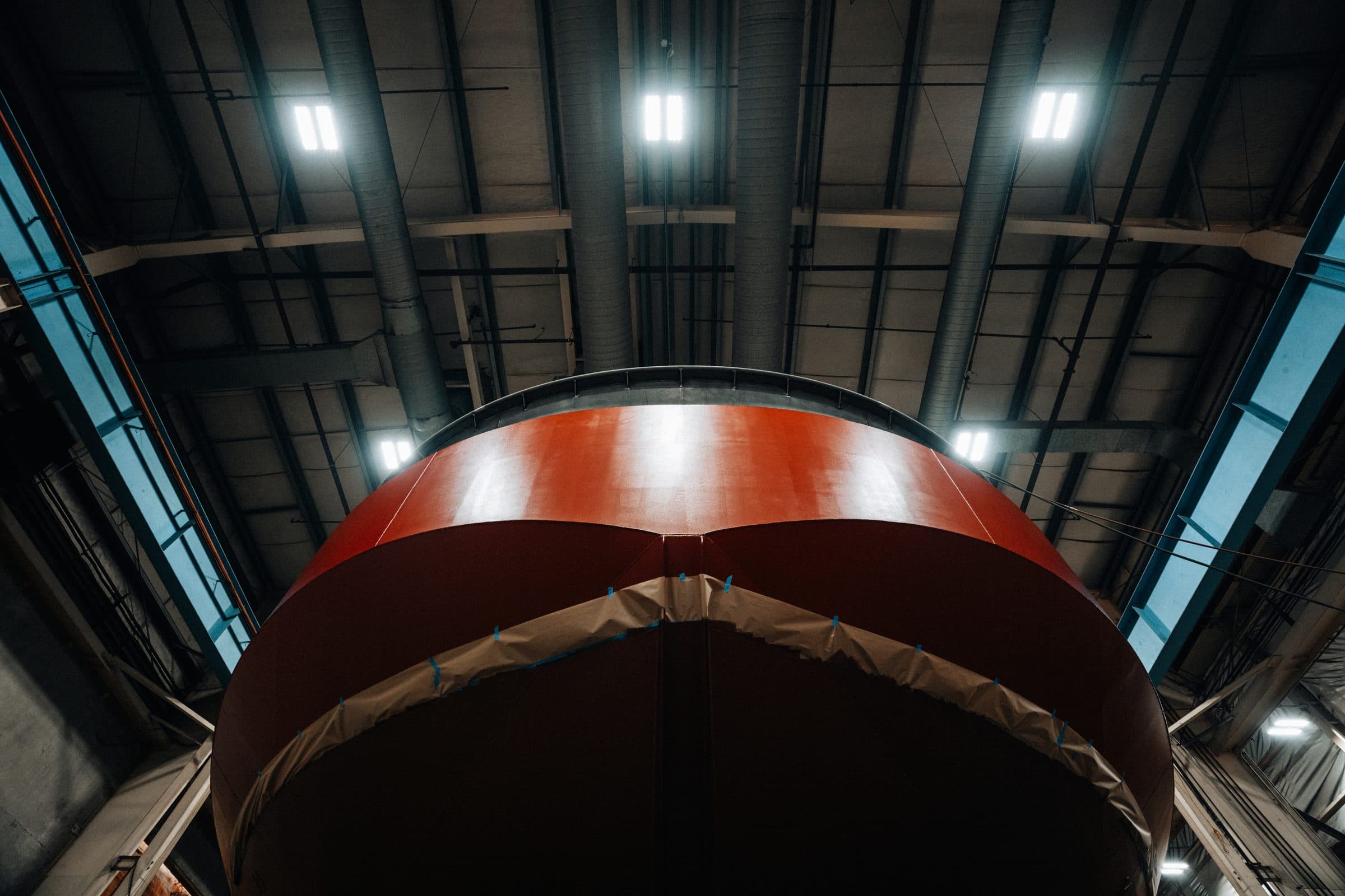 Tuuli C hull gets anti-fouling paint at Snow Shipyard in Seattle.