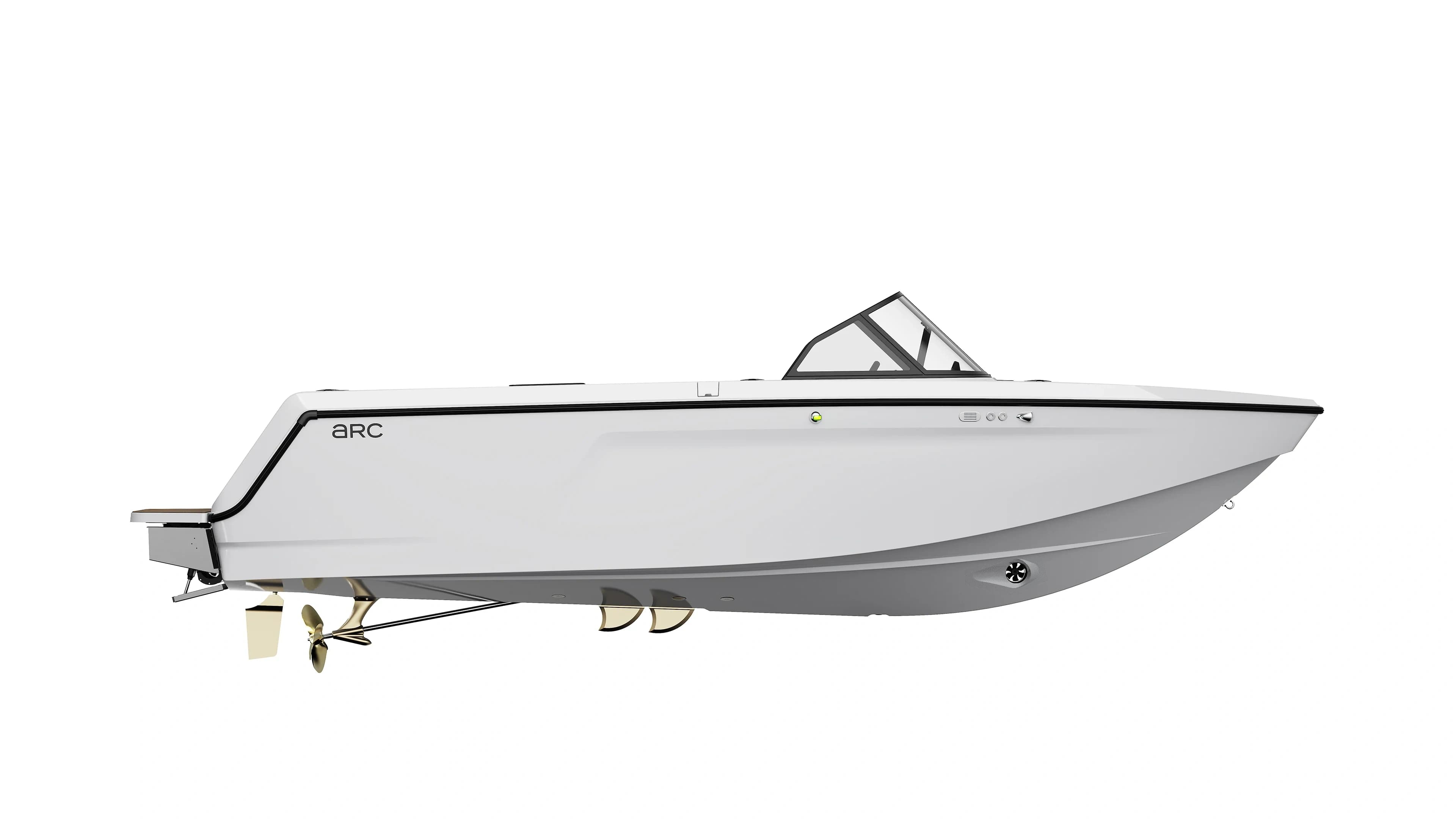 A sporty boat in the Mist color