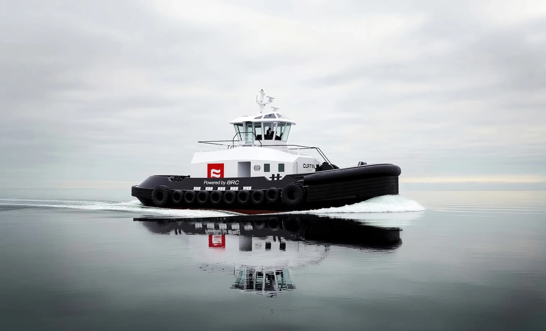 A photograph of an EV boat zipping through the water