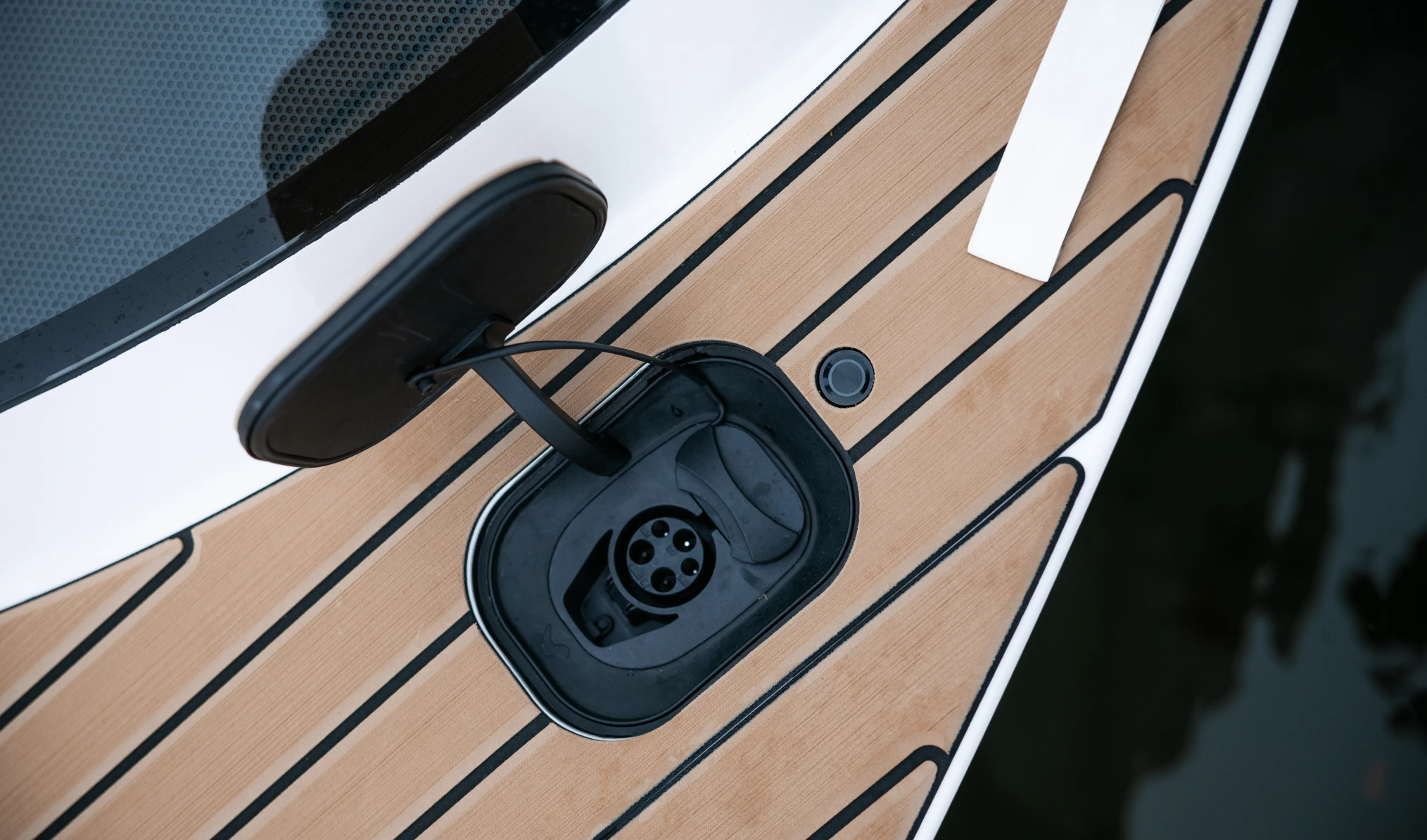 An aerial view of the charging socket on the Arc One boat